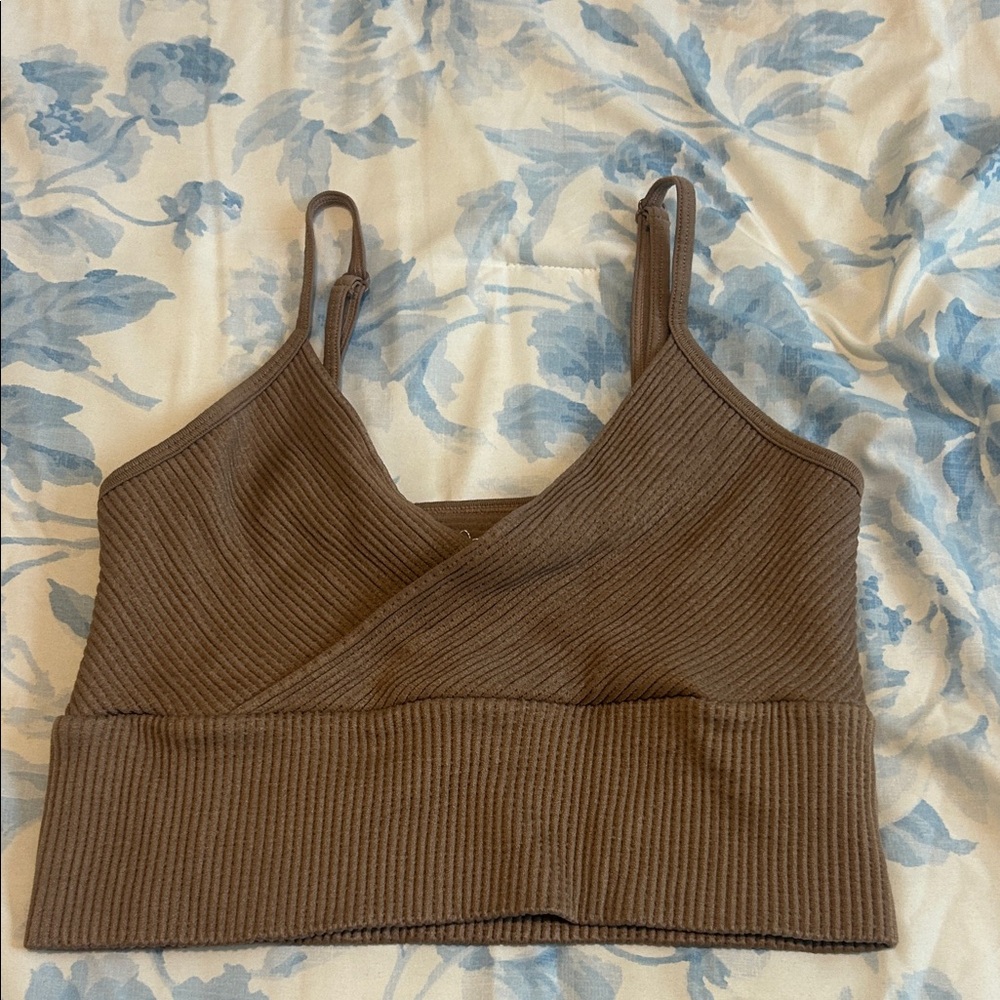 Aura Brown Ribbed Tank Top